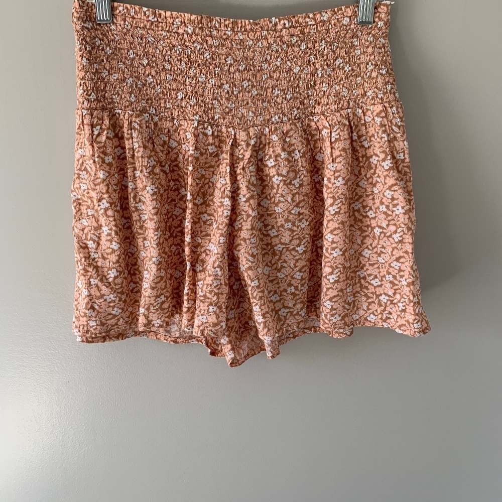 Aerie 2 Piece Smocked Floral Tube Top and Shorts Set